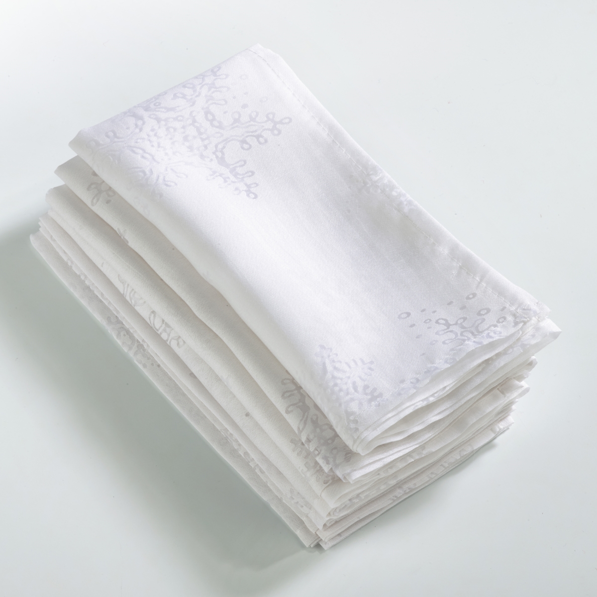 Picture of SARO 8000.W20S 20 in. Square Burnout Snowflake Design Table Napkins  White - Set of 4