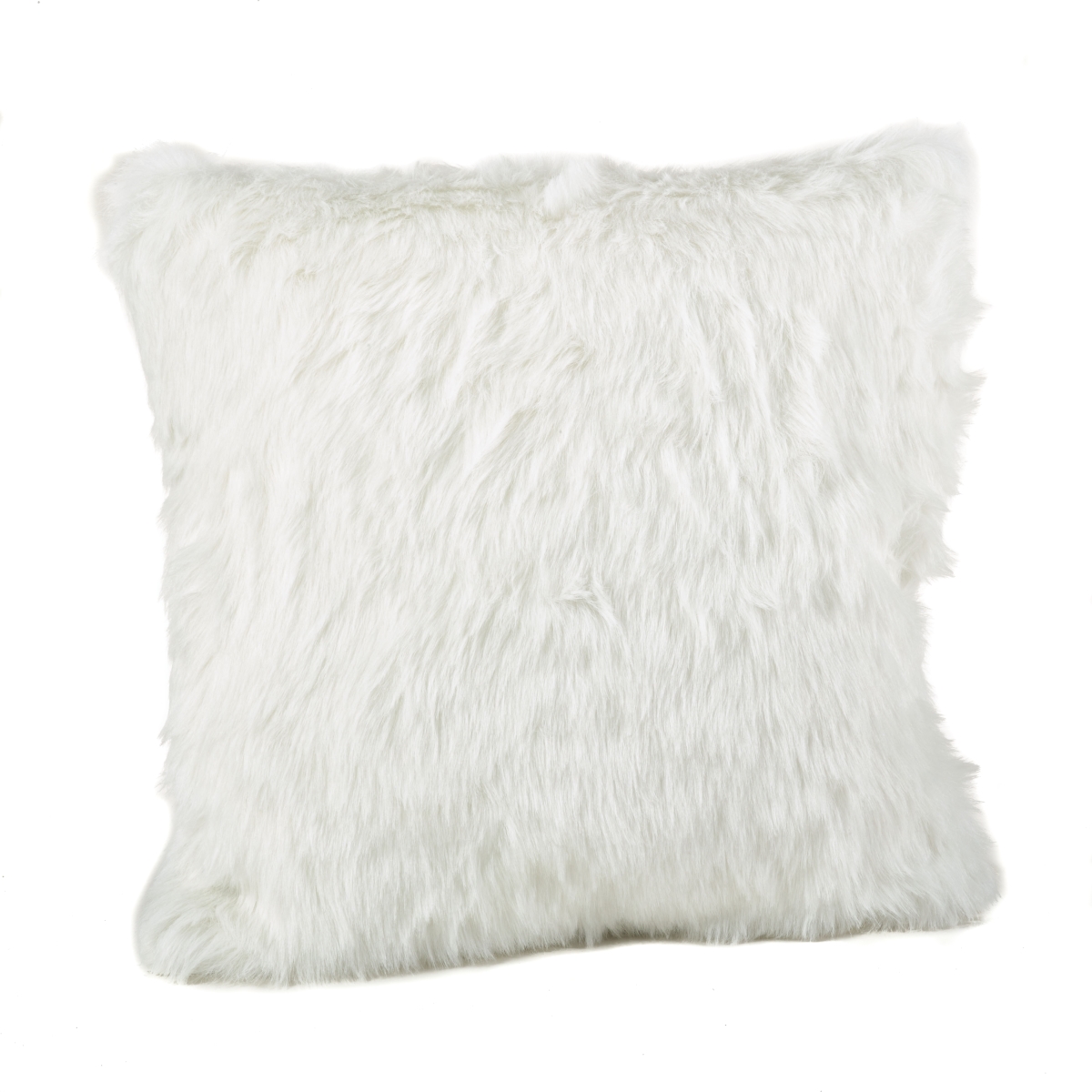 SARO  20 in. Square Faux Fur Throw Down Filled Pillow  White