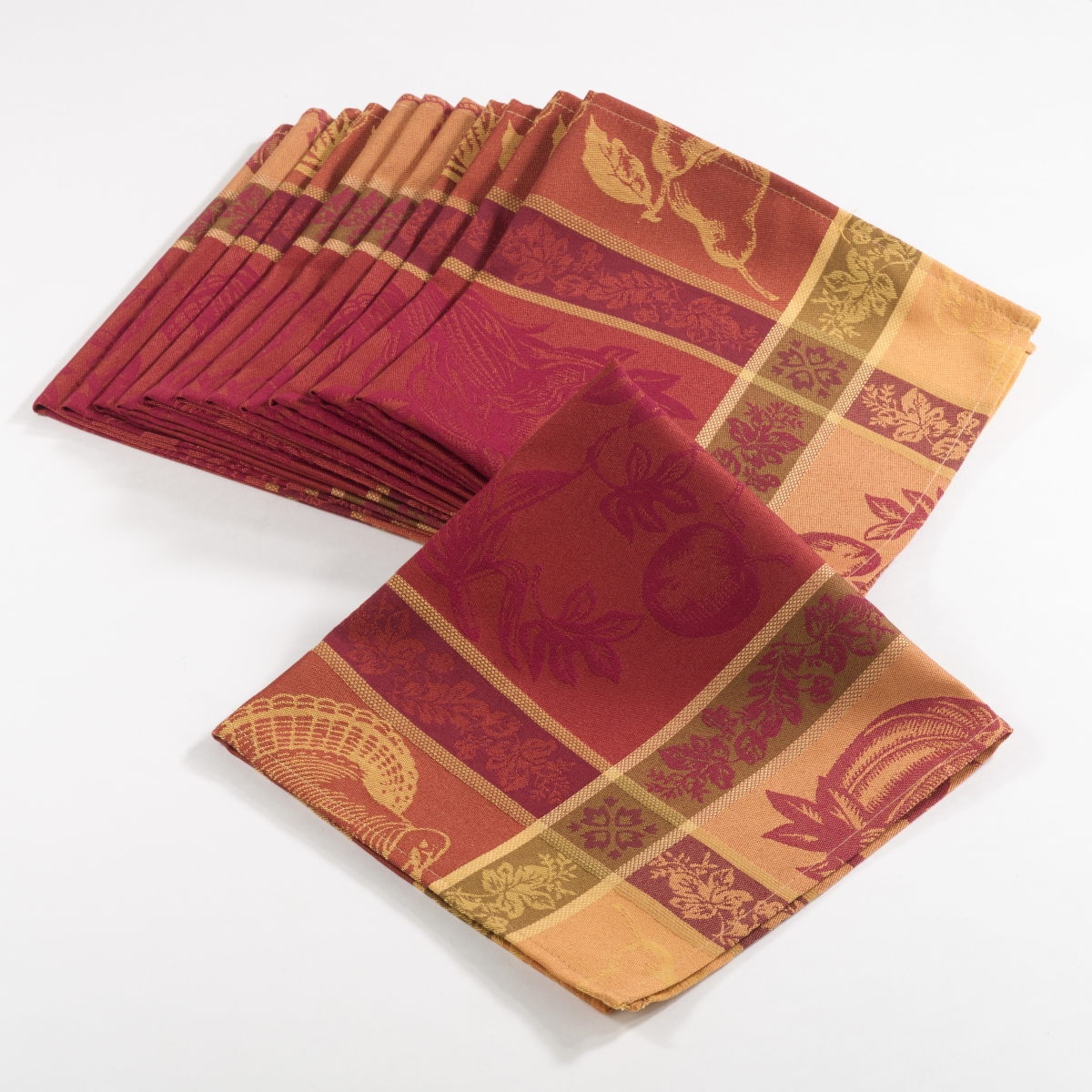 Picture of SARO 6702.M19S 19 in. Square Thanksgiving Jacquard Design Dinner Napkin  Multi Color - Set of 12
