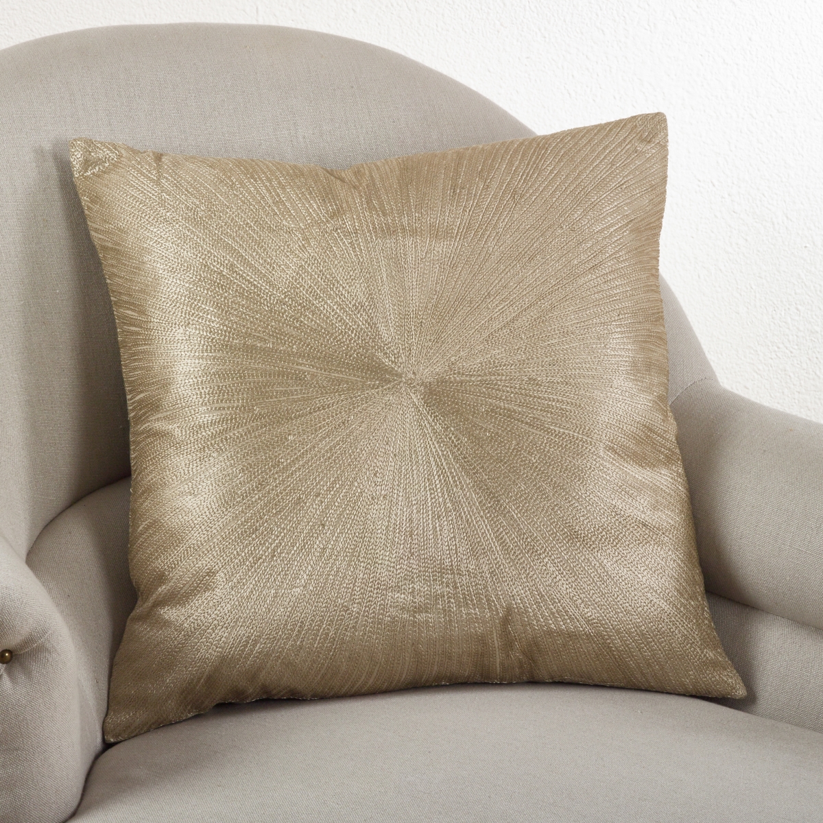 SARO  20 in. Square Starburst Down Filled Throw Pillow  Gold