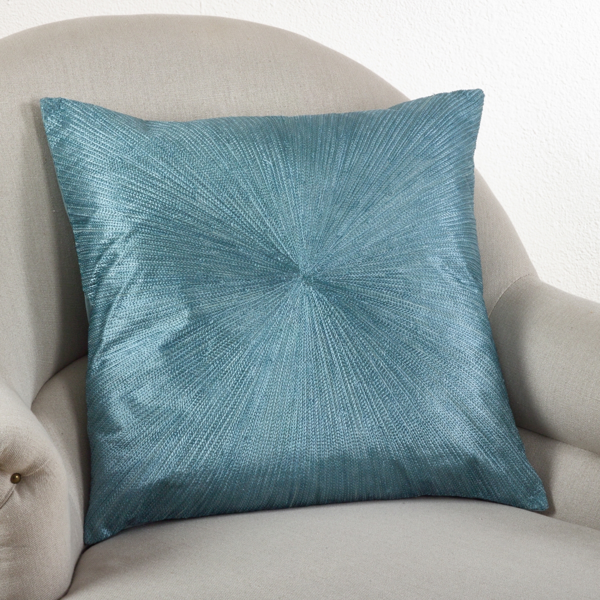 SARO  20 in. Square Starburst Down Filled Throw Pillow  Teal