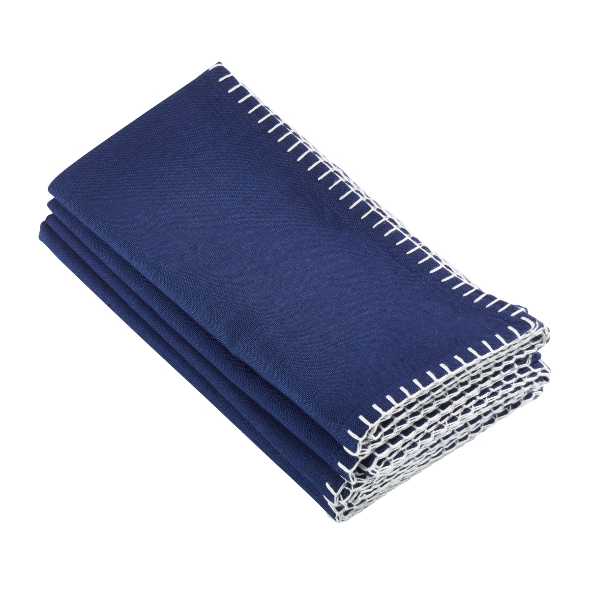 Picture of SARO 793.NB20S 20 in. Square Whip Stitched Design Napkin  Navy Blue - Set of 4