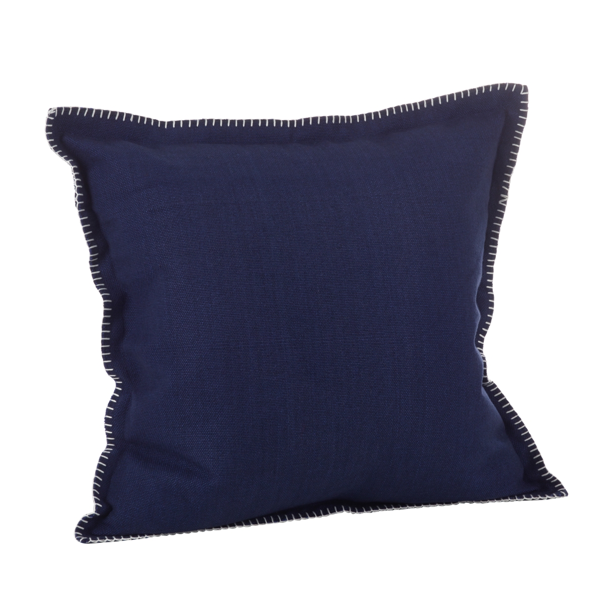 SARO  Celena Whip Stitched Flange Design Down Filled Throw Pillow - Navy Blue - 20 in.