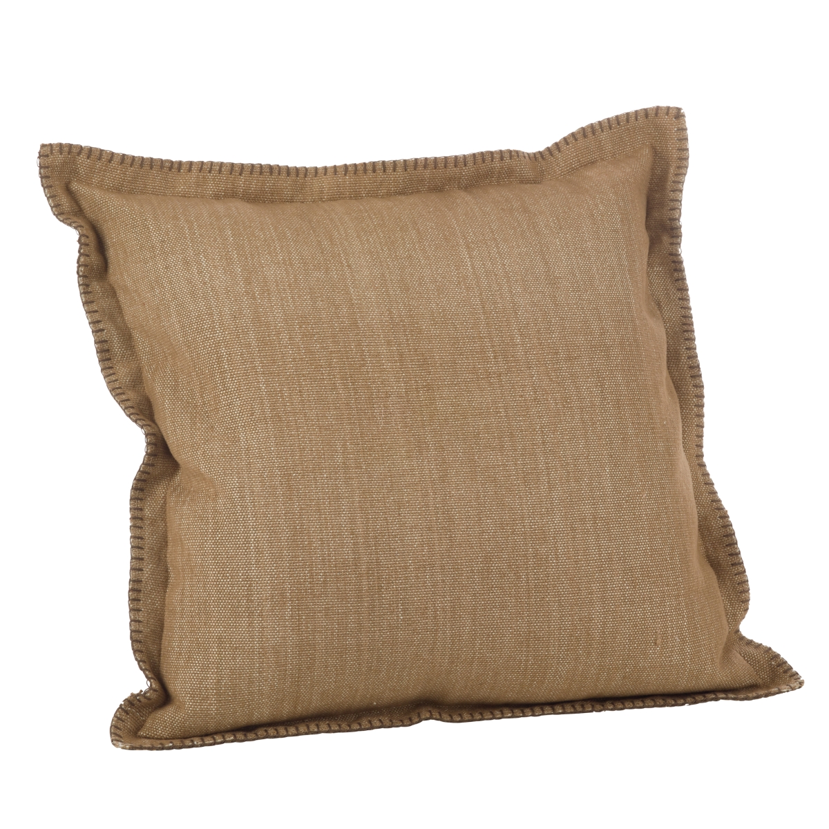 18 in. Square Celena Whip Stitched Flange Design Down Filled Throw Pillow, Natural