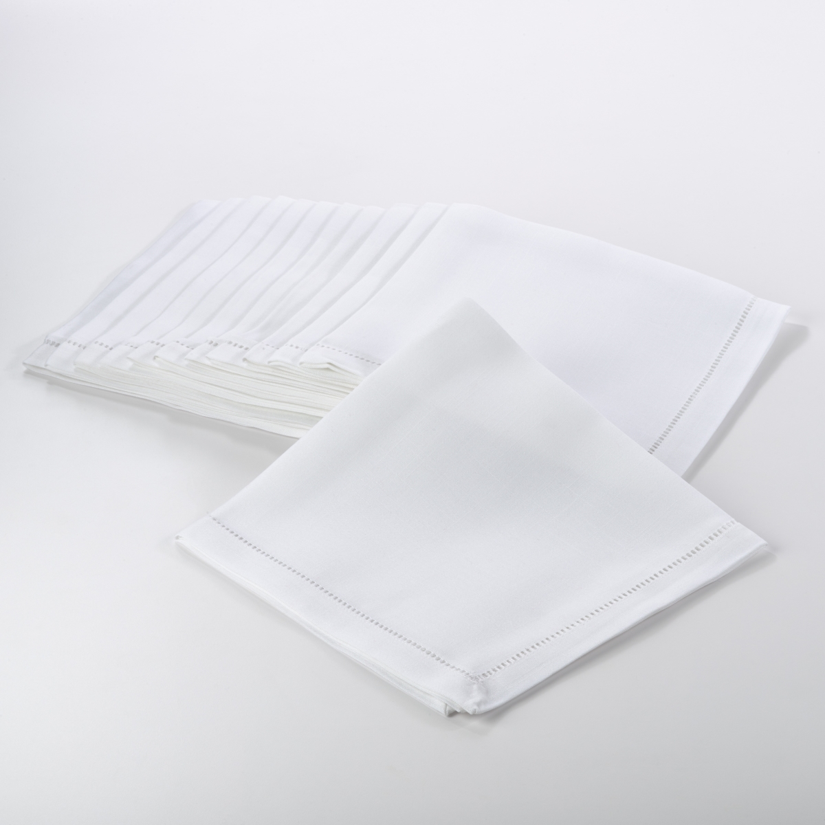Picture of SARO 6300.W22S 22 in. Square Classic Hemstitch Border Dinner Napkin  White - Set of 12