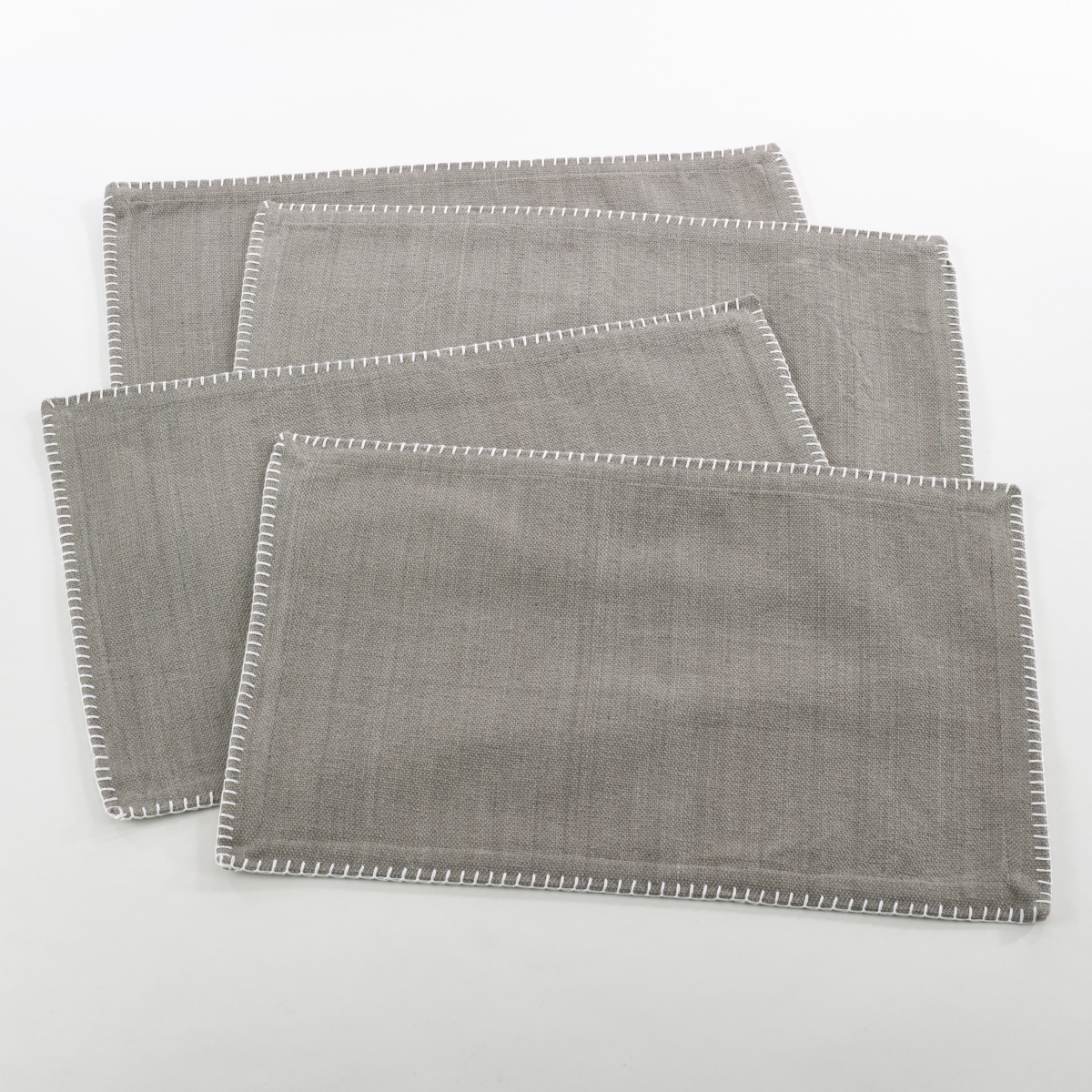 Picture of SARO 793.GY1319B 13 x 19 in. Rectangle Whip Stitched Design Placemat  Grey - Set of 4
