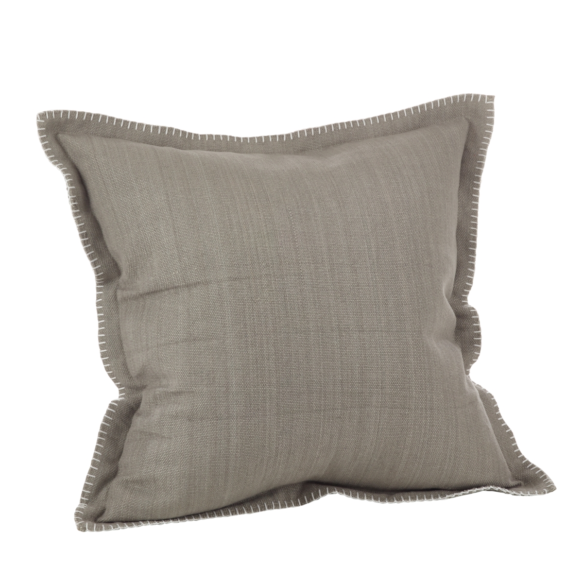 SARO  20 in. Square Celena Whip Stitched Flange Design Down Filled Throw Pillow  Grey