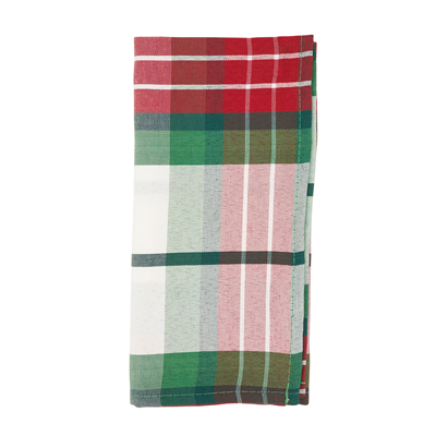 SARO 5002.M20S 20 in. Square Vernor Plaid Design Holiday Dinner Napkins  Multi Color - Set of 4
