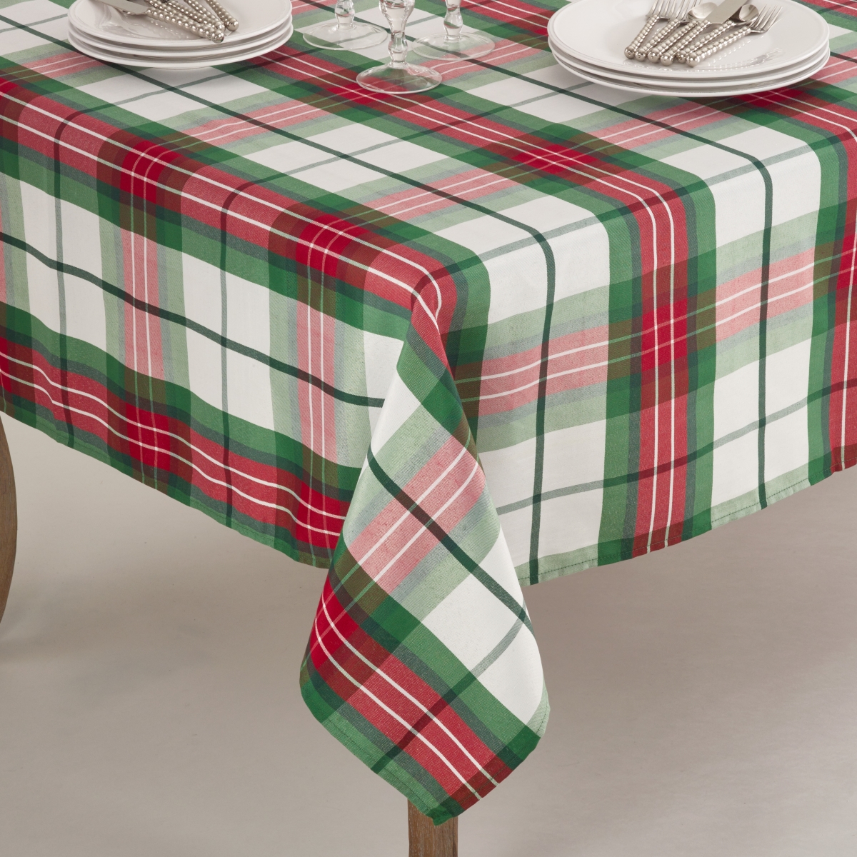 Picture of SARO 5002.M70S 70 in. Square Vernor Plaid Design Holiday Tablecloth  Multi Color