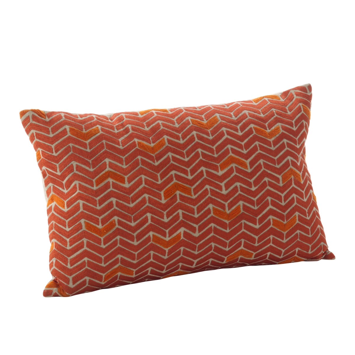 14 x 22 in. Rectangle Chevron Design Pillow with Down Filled, Persimmon