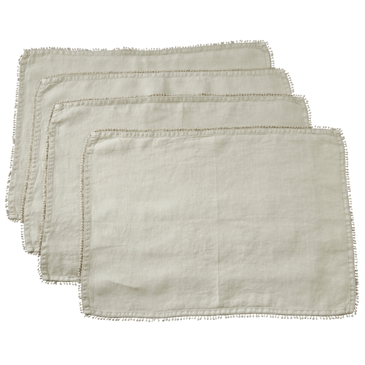 Picture of SARO 15062.BG20S 20 in. Square Pompom Design Napkin  Blue Grey - Set of 4