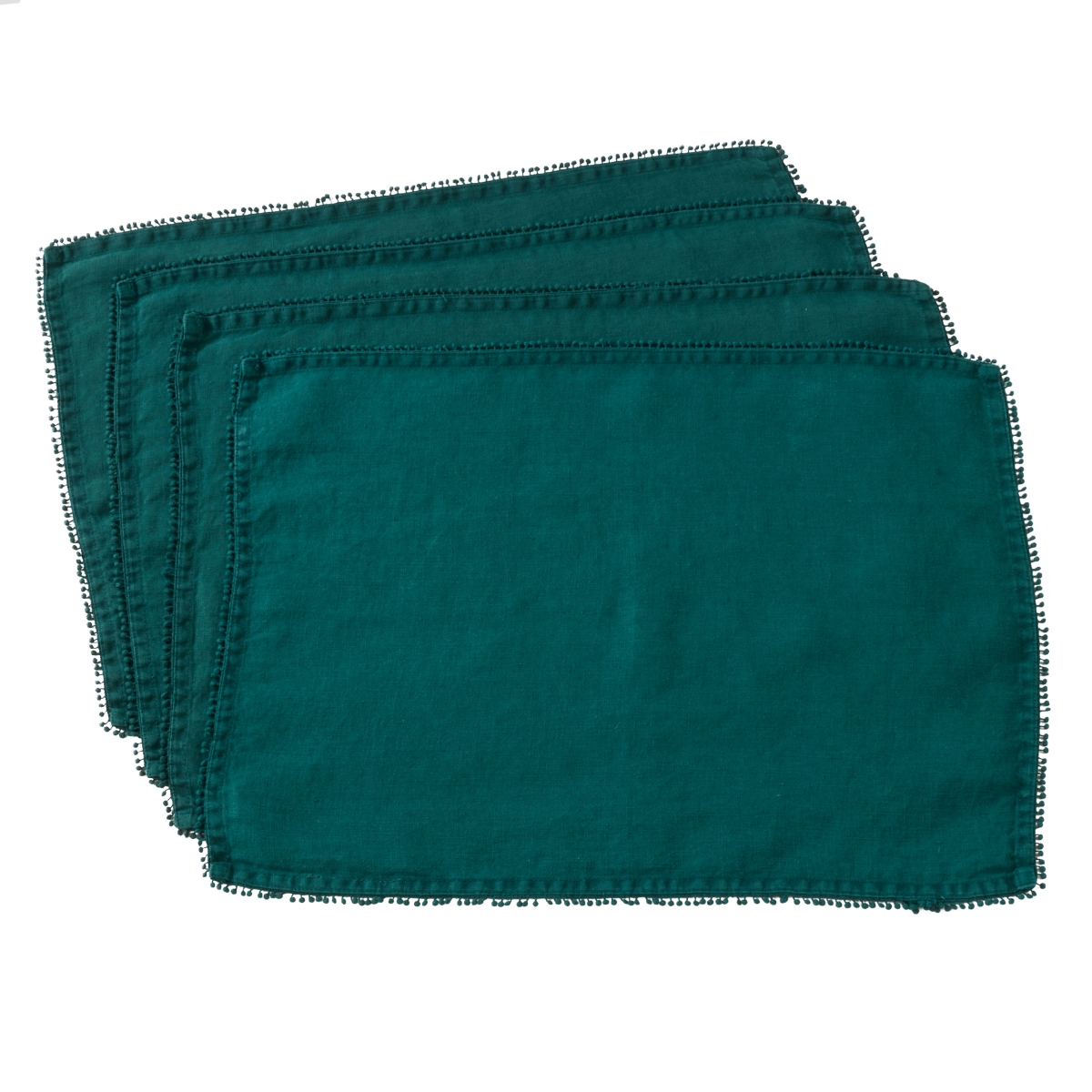 Picture of SARO 15062.I20S 20 in. Square Pompom Design Napkin  Ivory - Set of 4