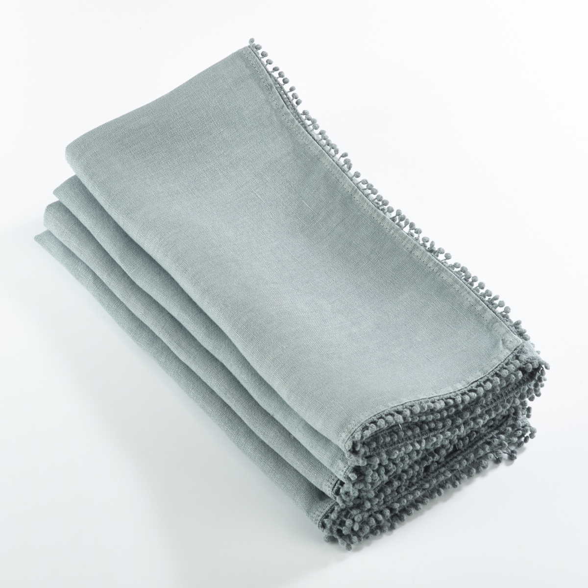 Picture of SARO 15062.BG1672B 16 x 72 in. Rectangle Pompom Design Table Runner  Blue Grey