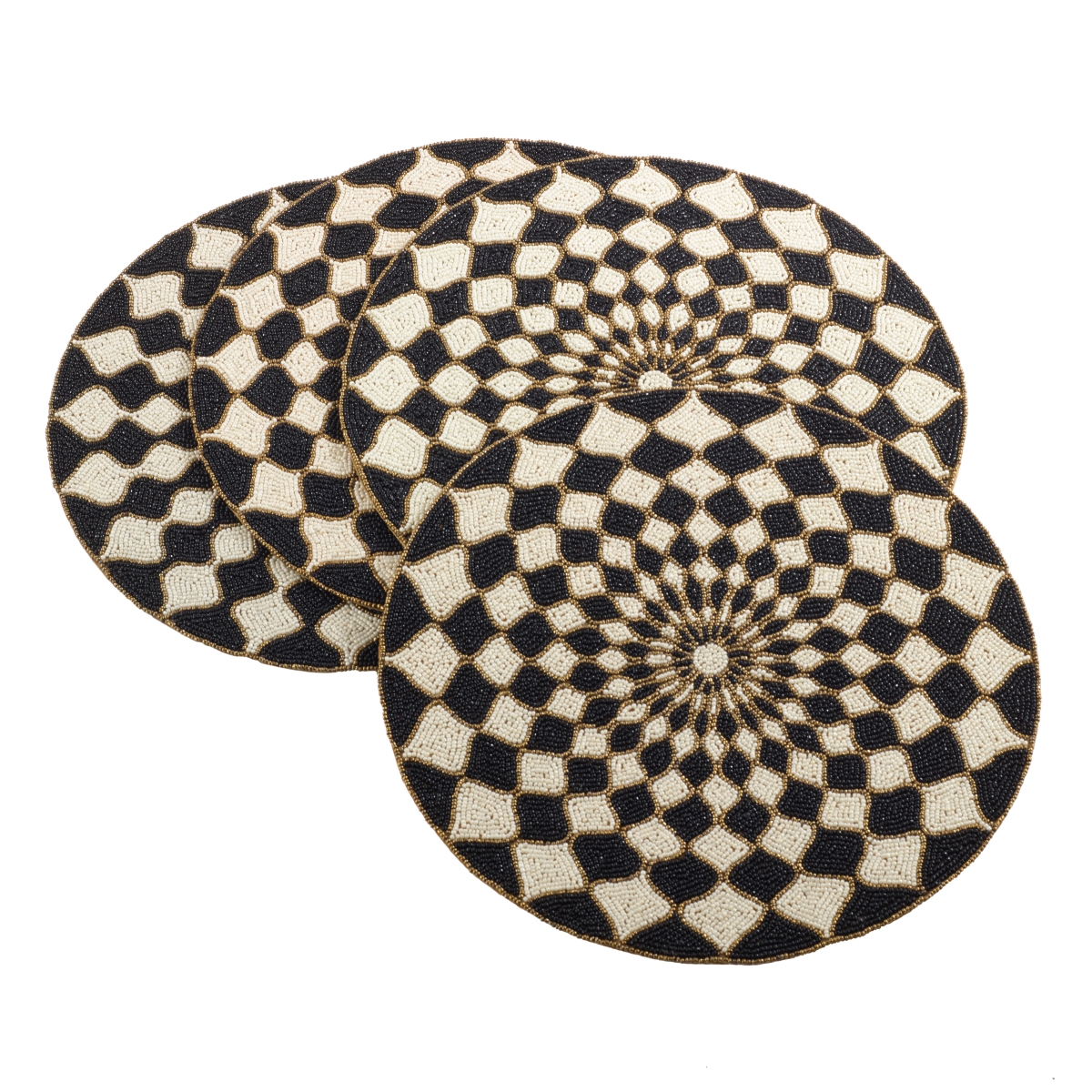 Picture of SARO 992.M15R 15 in. Round Belagavi Beaded Design Placemat  Multi Color - Set of 4