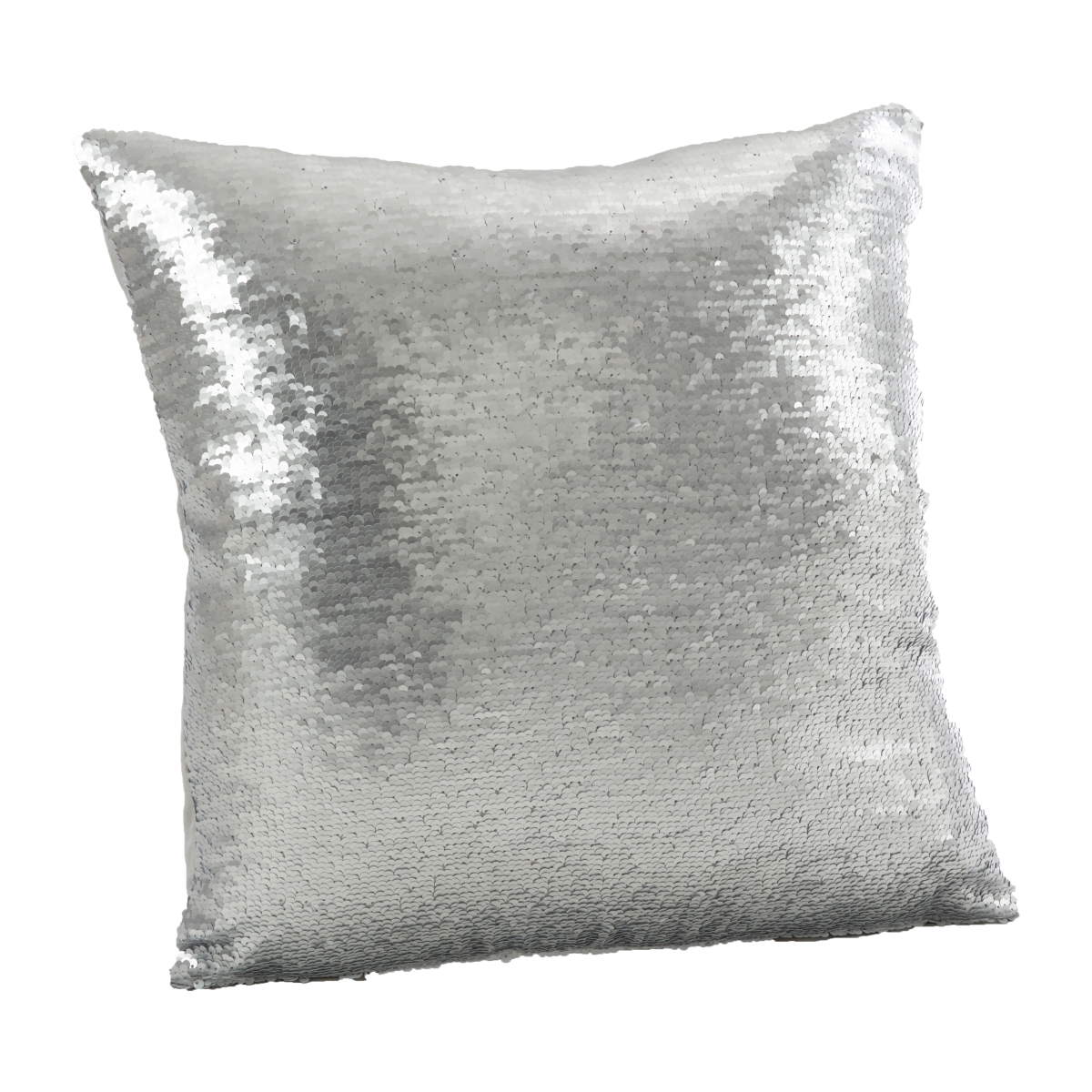 SARO  18 in. Square Sirun Sequin Mermaid Design Down Filled Throw Pillow  White