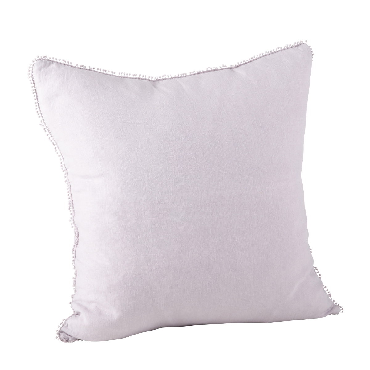 SARO  20 in. Square Pompom Design Pillow with Down Filled  Lavender