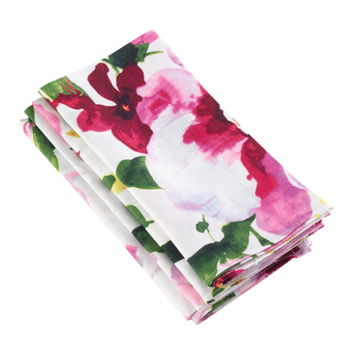 Picture of SARO 1618.M20S 20 in. Square Printed Floral Design Napkin  Multi Color - Set of 4