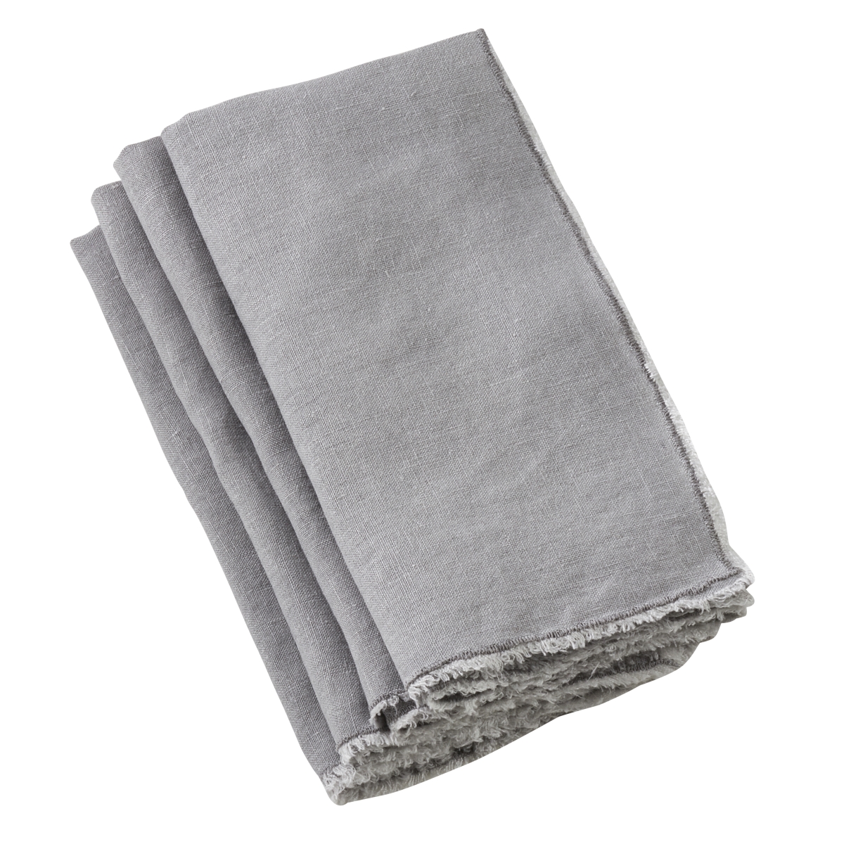 Picture of SARO 13009.GY20S 20 in. Square Fringed Design Stone Washed Napkins  Grey - Set of 4