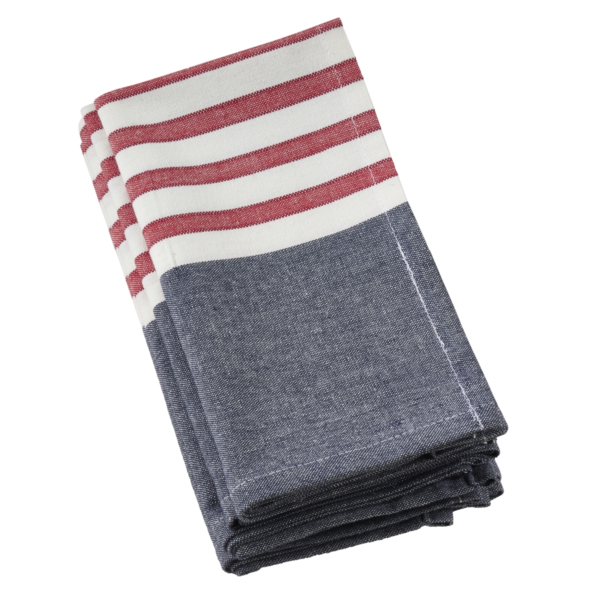 Picture of SARO 8027.NB20S 20 in. Square Cotton Table Napkins with Striped Design  Navy Blue - Set of 4