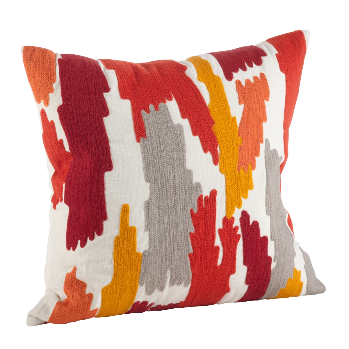 SARO  Square Brushstroke Down Filled Throw Pillow - Rust - 20 in.