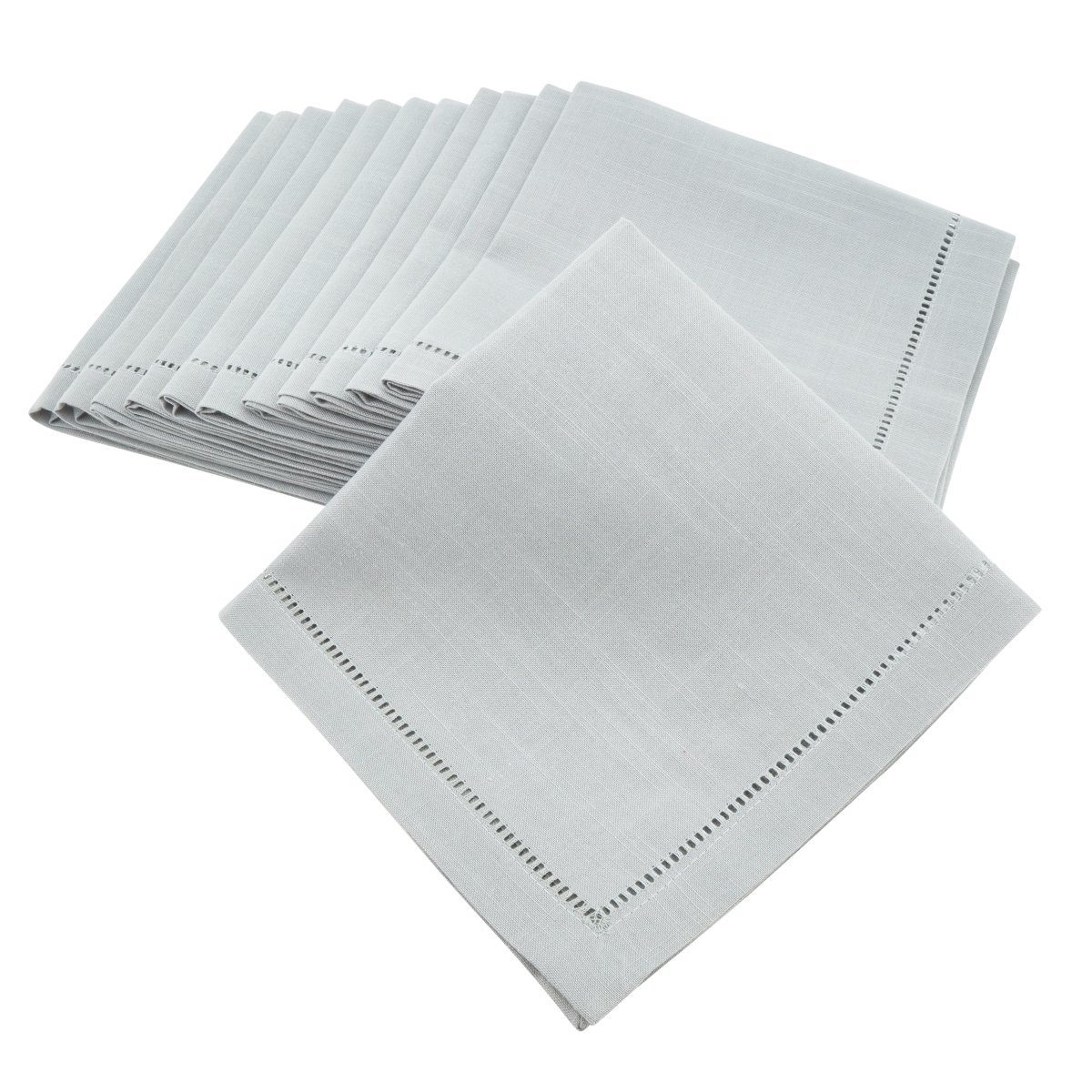 Picture of SARO 6302.GY22S 22 in. Square Classic Hemstitch Border Dinner Napkin  Grey - Set of 12