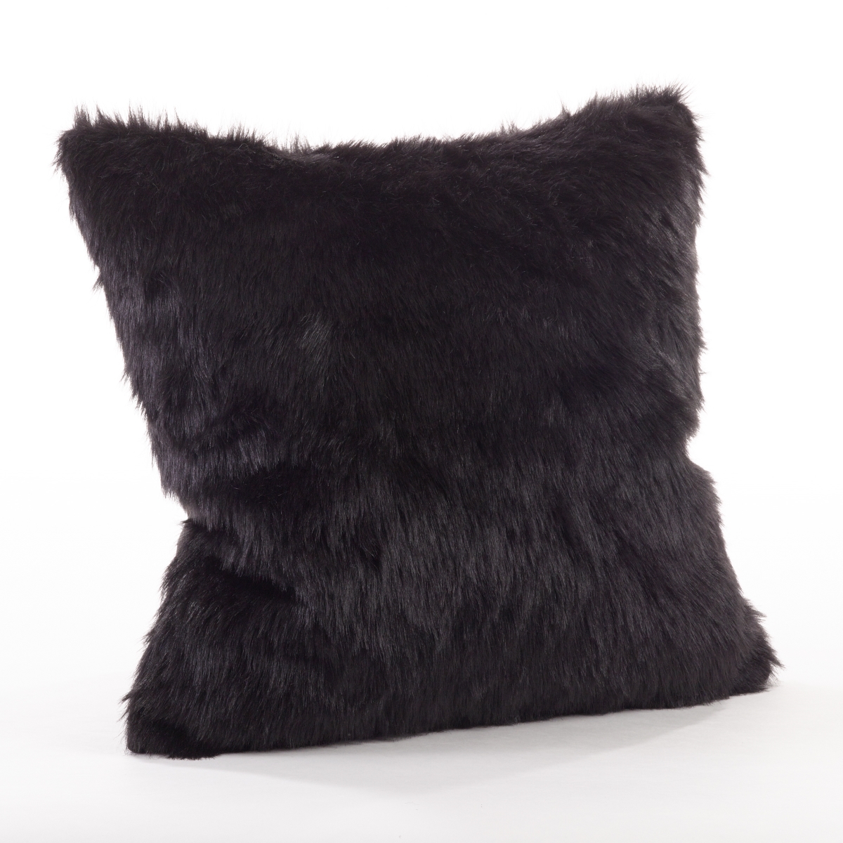 SARO  20 in. Square Faux Fur Throw Down Filled Pillow  Black
