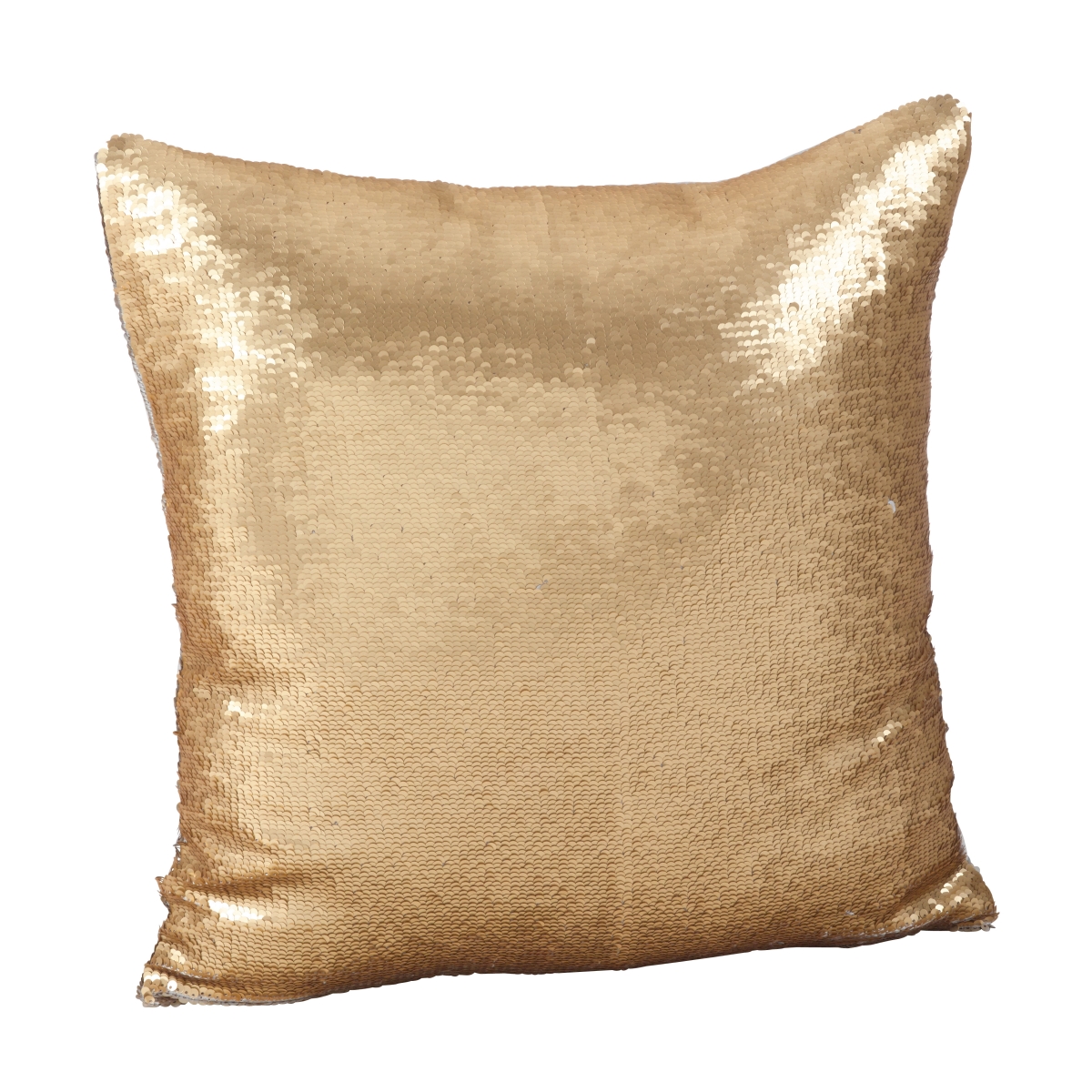 SARO  18 in. Square Sirun Sequin Mermaid Design Down Filled Throw Pillow  Champagne