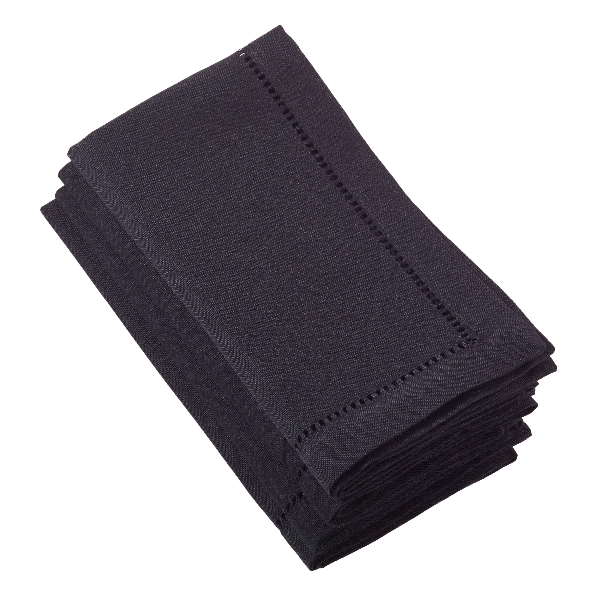 Picture of SARO 6304.BK20S 20 in. Square Classic Hemstitch Border Dinner Napkin  Black - Set of 4