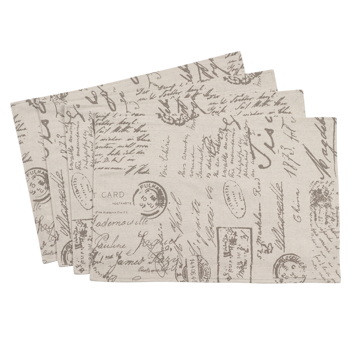Picture of SARO 0044.N1420B Old Fashioned Vintage Script Print Design Placemat  Natural - Set of 4