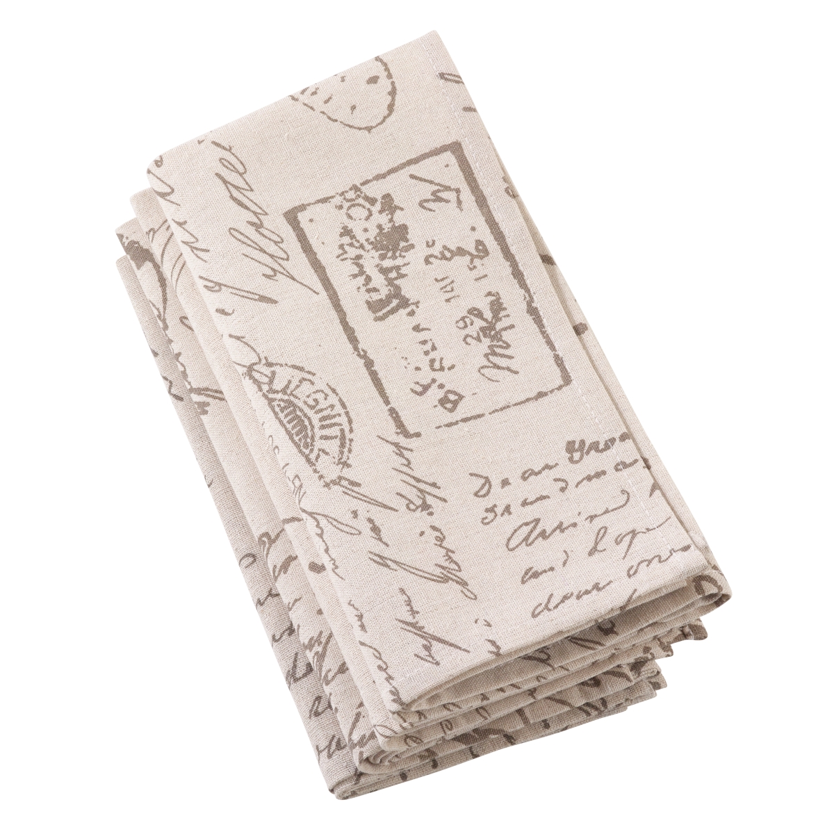Picture of SARO 0044.N20S Old Fashioned Vintage Script Print Design Everyday Napkin  Natural - Set of 4
