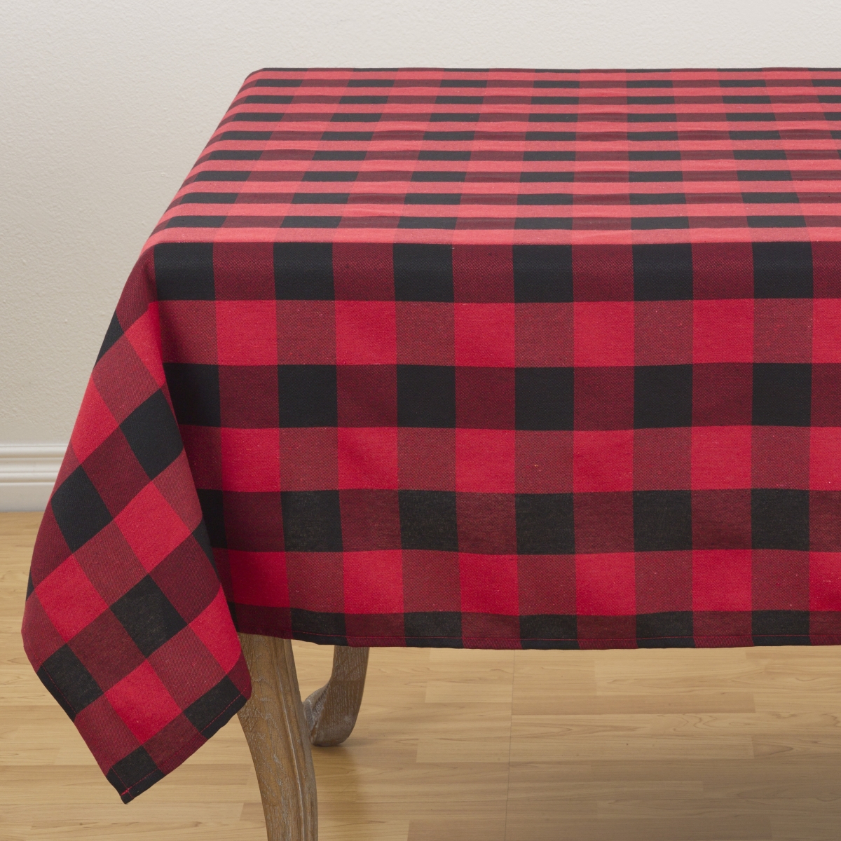 Picture of SARO 5026.R70S 70 in. Square Buffalo Plaid Design Cotton Blend Tablecloth  Red
