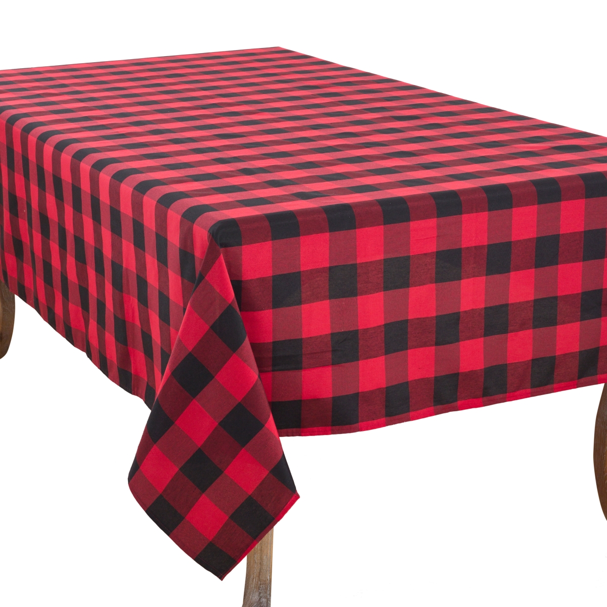 Picture of SARO 5026.R70160B 70 x 160 in. Rectangle Buffalo Plaid Design Cotton Blend Tablecloth  Red
