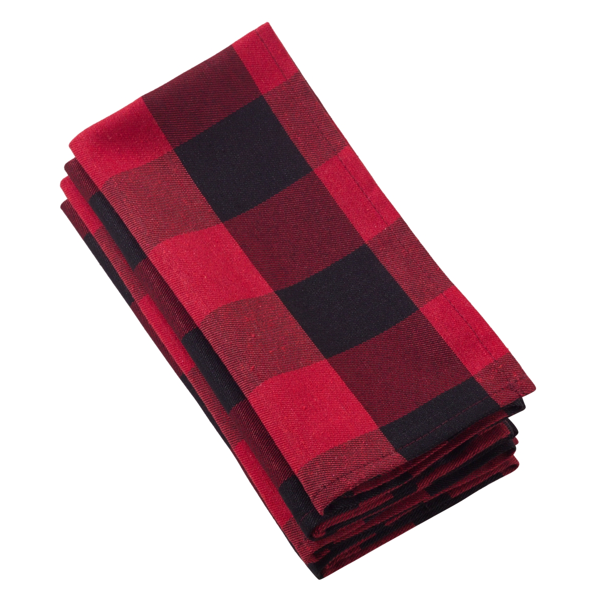 SARO 5026.R20S 20 in. Square Buffalo Plaid Check Pattern Design Cotton Napkin  Red - Set of 4