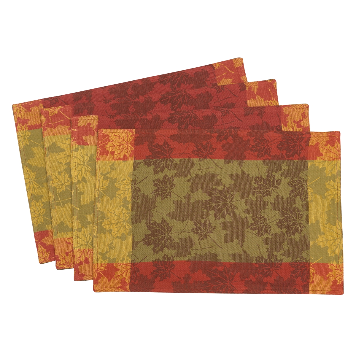 Picture of SARO 1221.M1319B 13 x 19 in. Rectangle Fall Foliage Autumn Leaf Design Jacquard Cotton Placemat  Multi Color - Set of 4