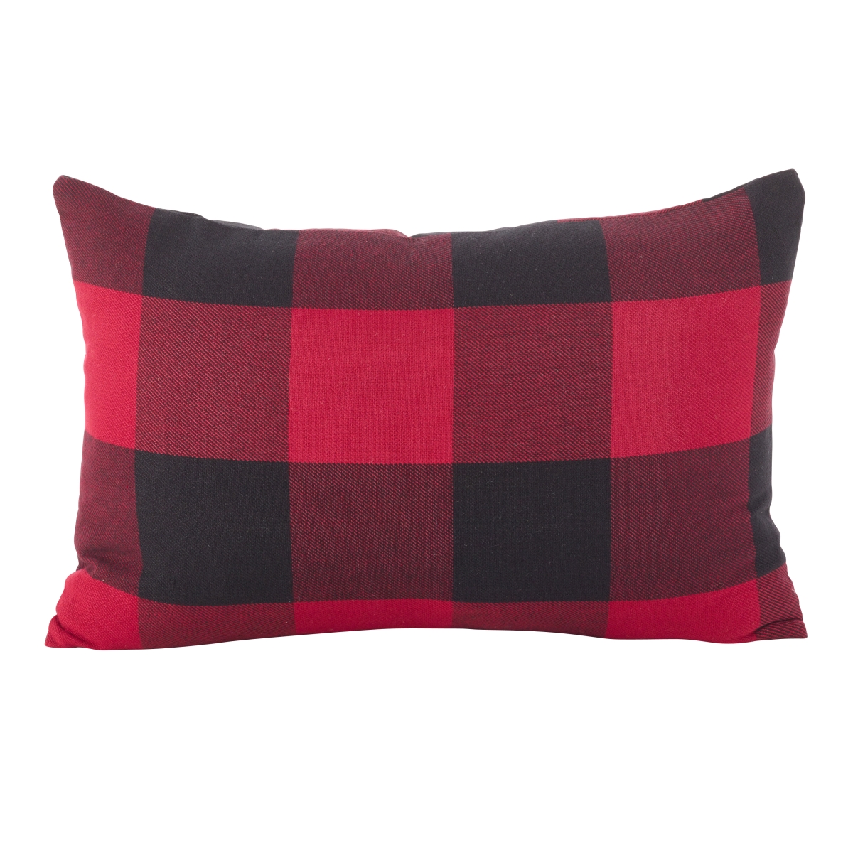 SARO 9025P.R1320B 13 x 20 in. Rectangle Buffalo Check Plaid Design Cotton Down Filled Throw Pillow  Red