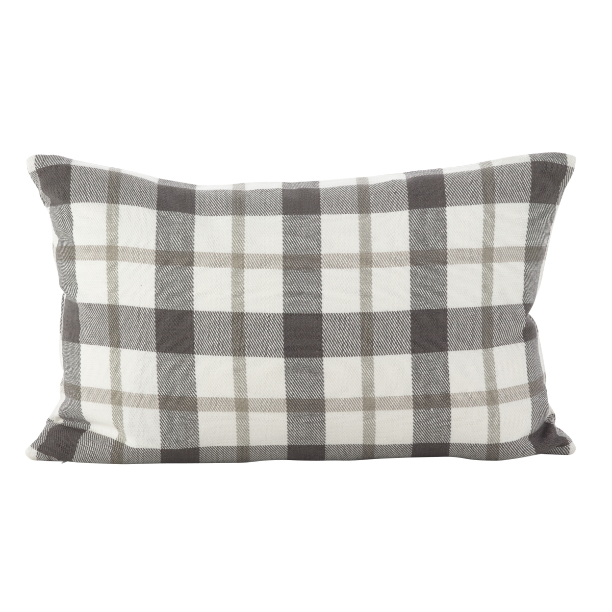 SARO 8050P.GY1220B 12 x 20 in. Rectangle Classic Plaid Pattern Cotton Down Filled Throw Pillow  Grey