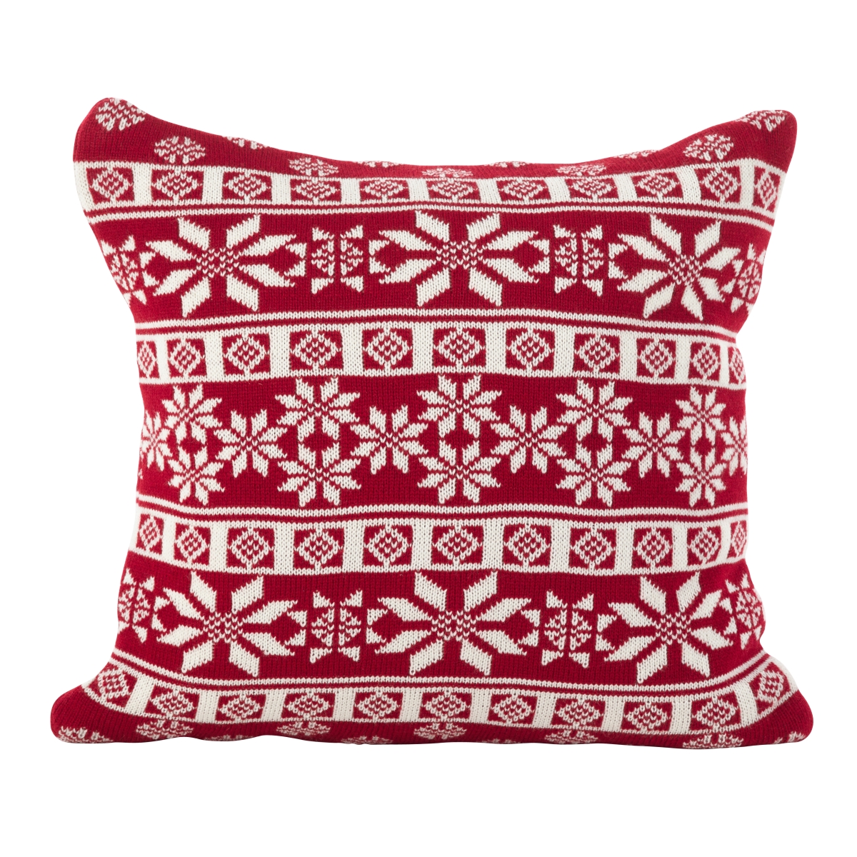 SARO  Snowflake Accent Cushion - Red - 18 in. - Cozy Holiday Design