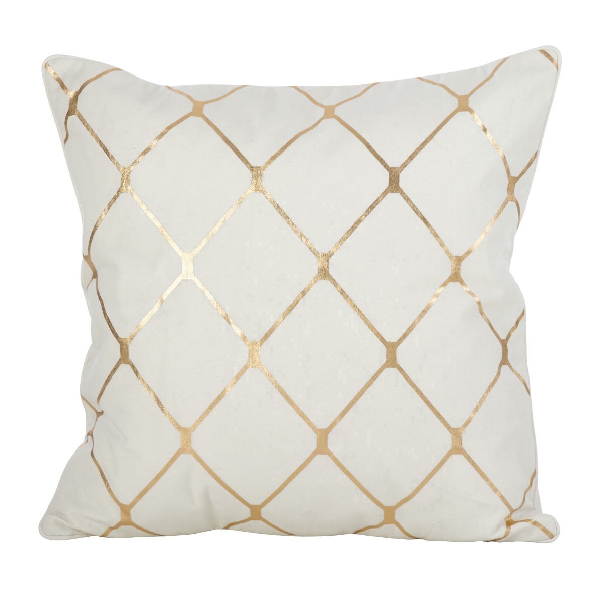 SARO  18 in. Square Metallic Diamond Design Pillow  Gold