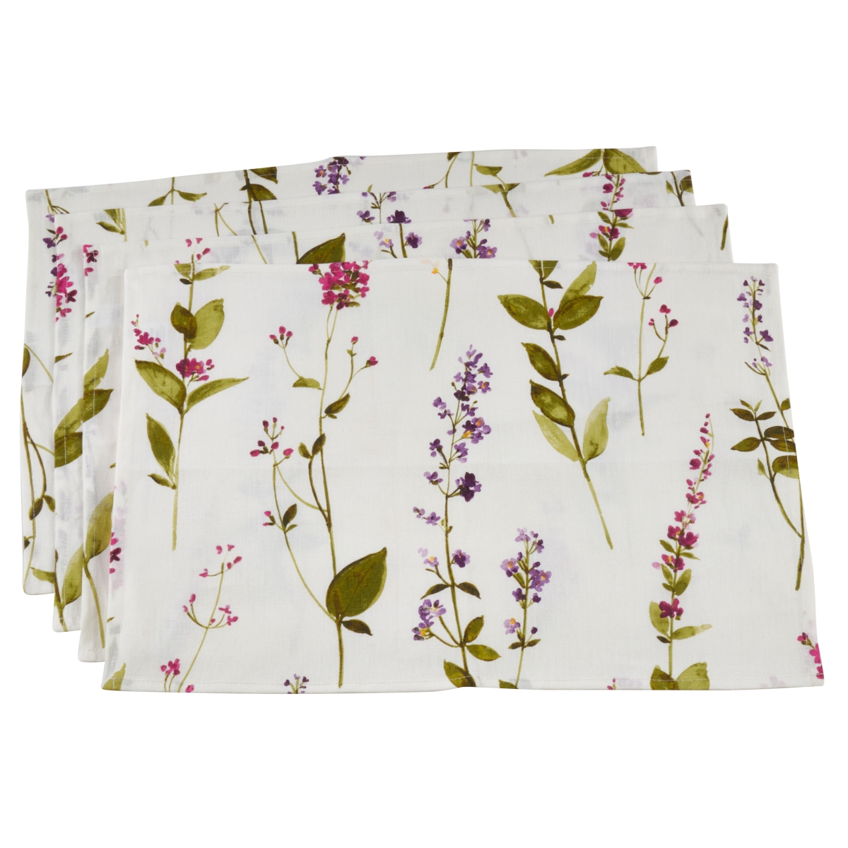 Picture of SARO 1015.OW1420B Floral Design Linen Placemats  Off White - Set of 4