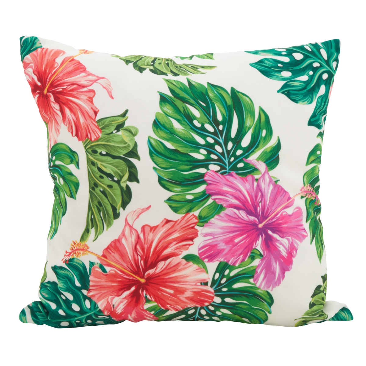 Picture of SARO 1468.M18S 18 in. Square Tahiti Printed Flower Pillow with Poly Filled  Multi Color