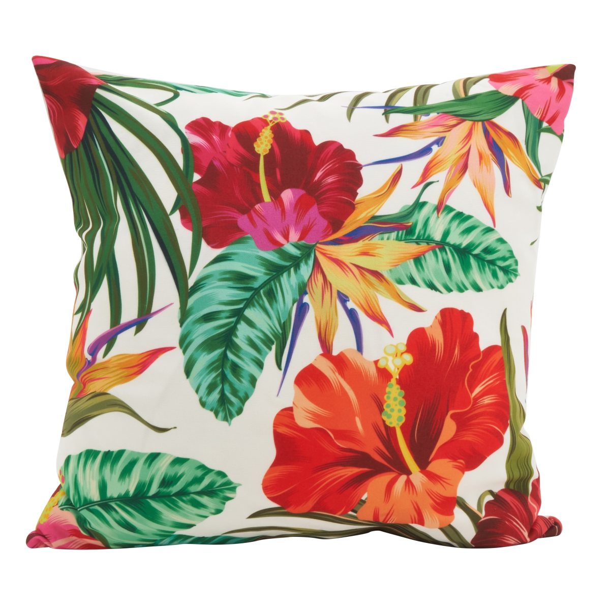 Picture of SARO 1470.M18S 18 in. Square Tahiti Printed Flower with Topical Tone Pillow with Poly Filled  Multi Color