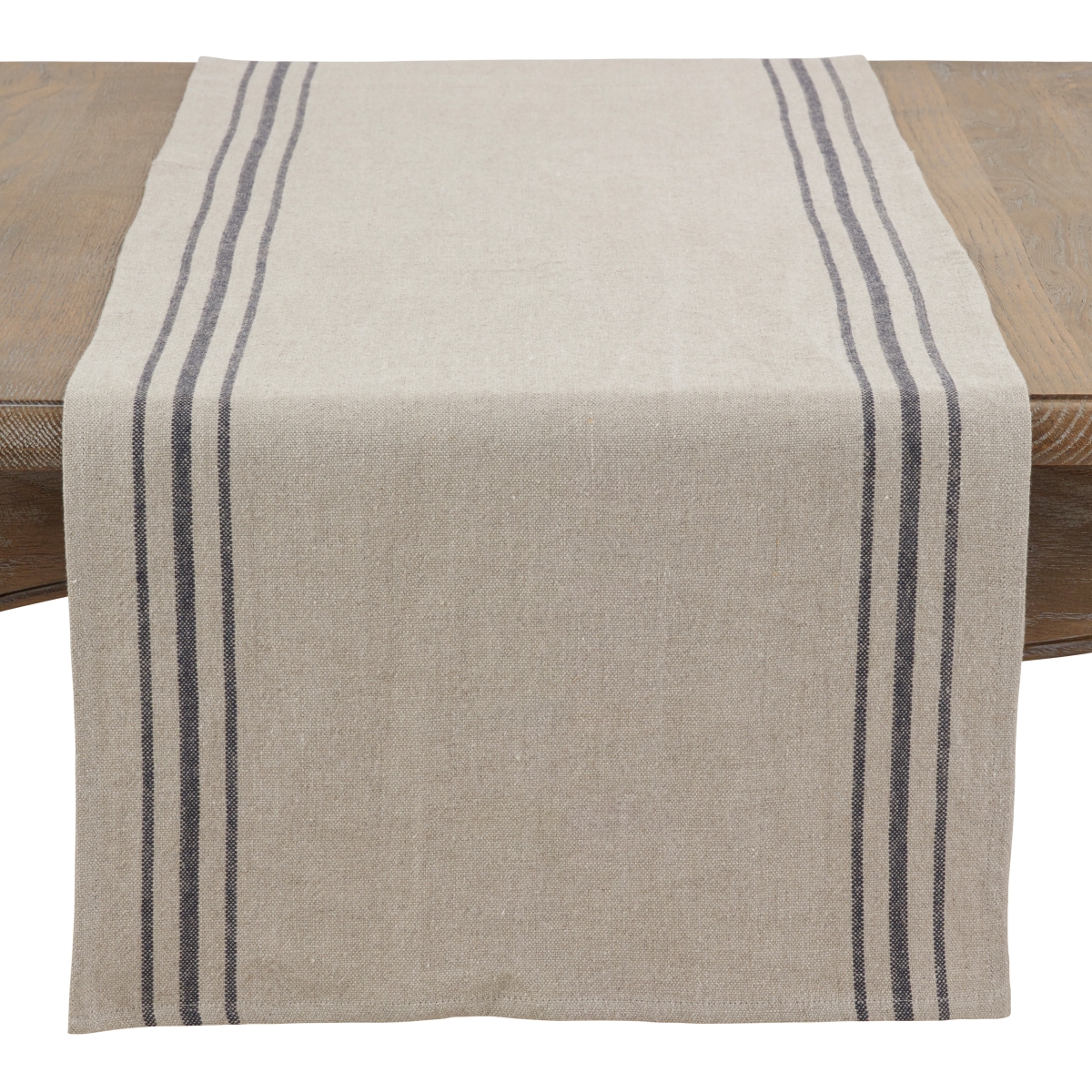 Picture of SARO 1117.N1672B 16 x 72 in. Rectangle Addison Striped Linen Table Runner - Natural