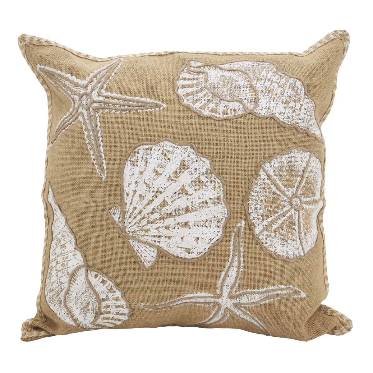 SARO  20 in. Moravia Square Seashells Down Filled Throw Pillow - Natural
