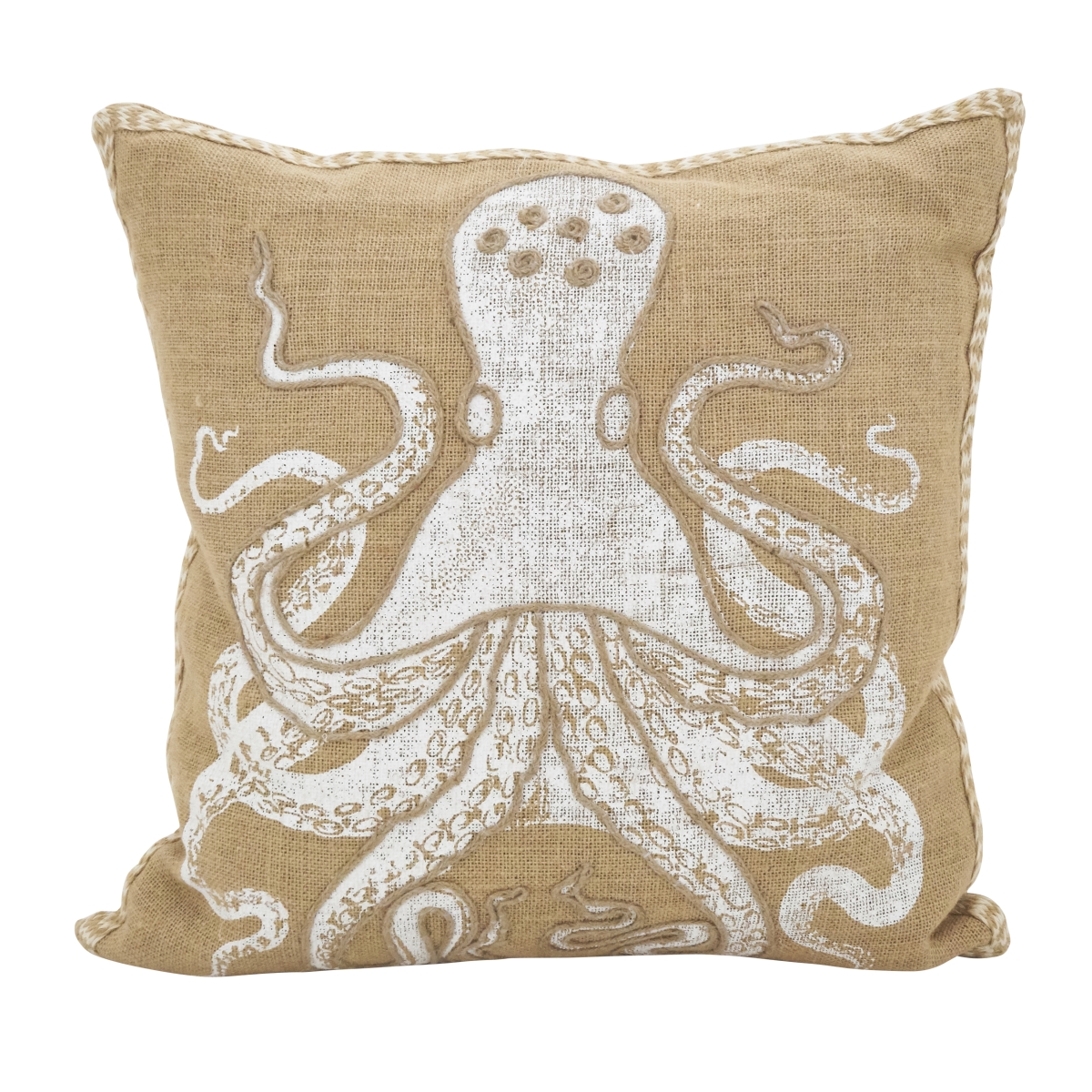 SARO  20 in. Moravia Square Octopus Down Filled Throw Pillow - Natural