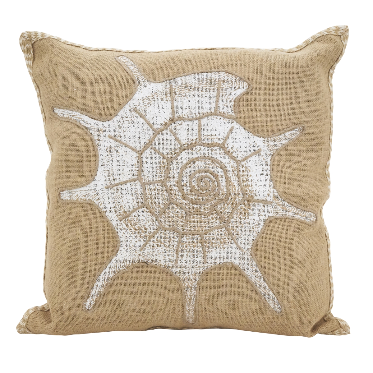 SARO  20 in. Moravia Square Spiral Shell Down Filled Throw Pillow - Natural