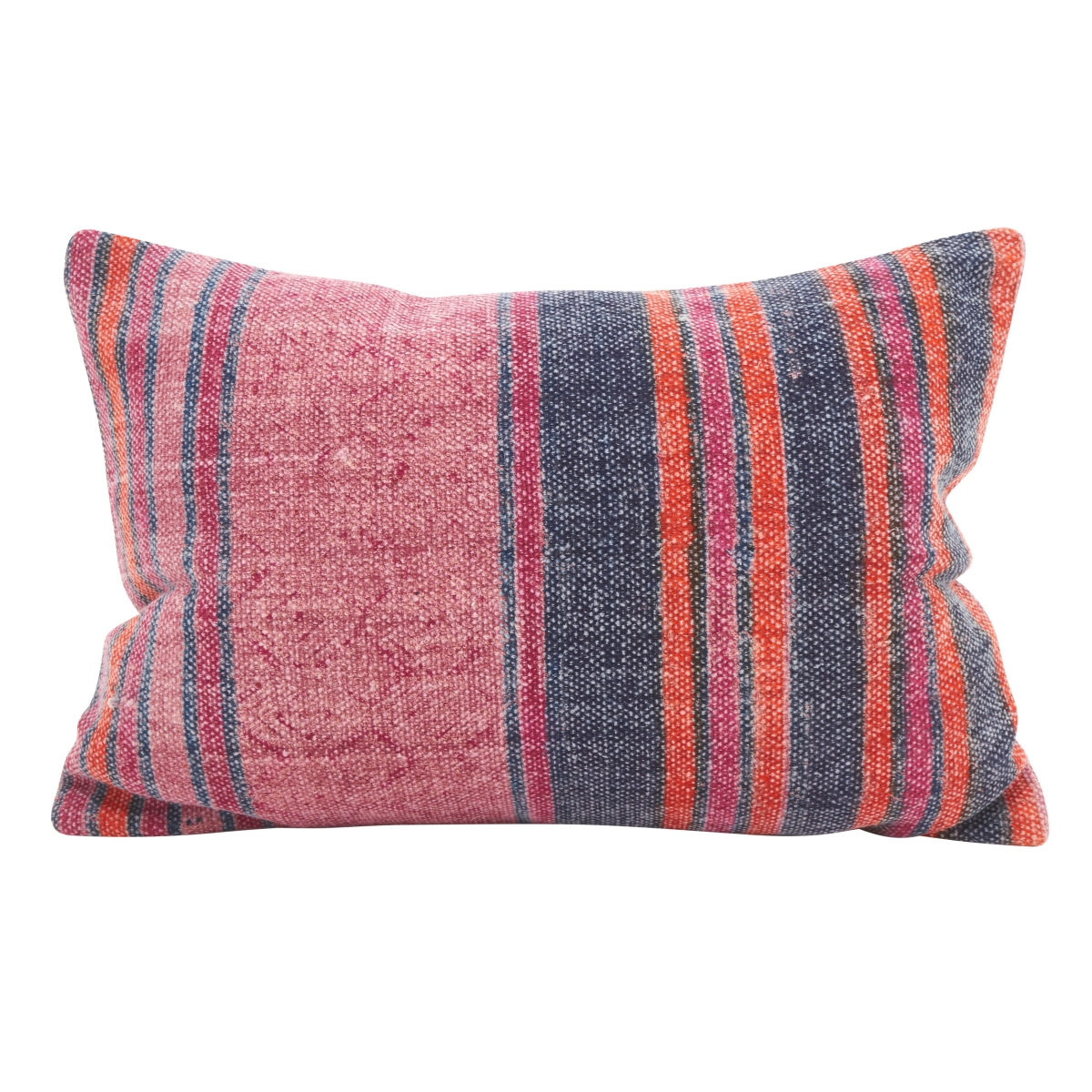 SARO  12 x 20 in. Boheme Rectangle Boho Stripes Down Filled Throw Pillow - Multi Color