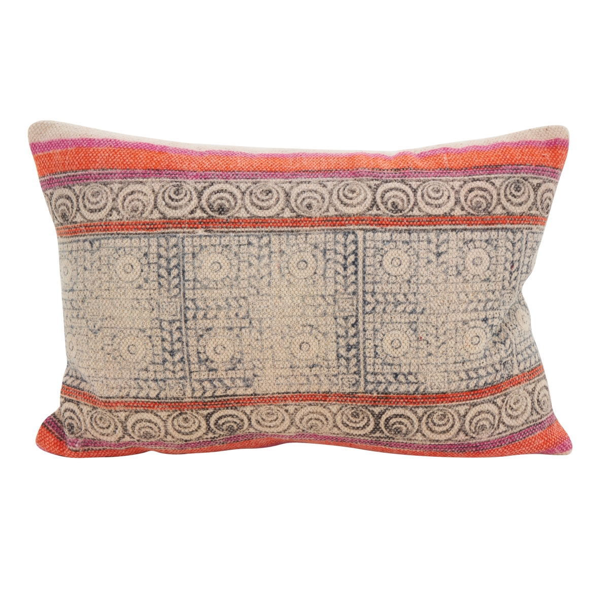 SARO  12 x 20 in. Rectangle Boho Mix Down Filled Throw Pillow - Multi Color