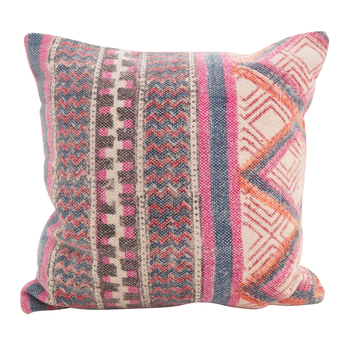 SARO  18 in. Broderie Square Bohemian Mix Square Down Filled Throw Pillow - Multi Color