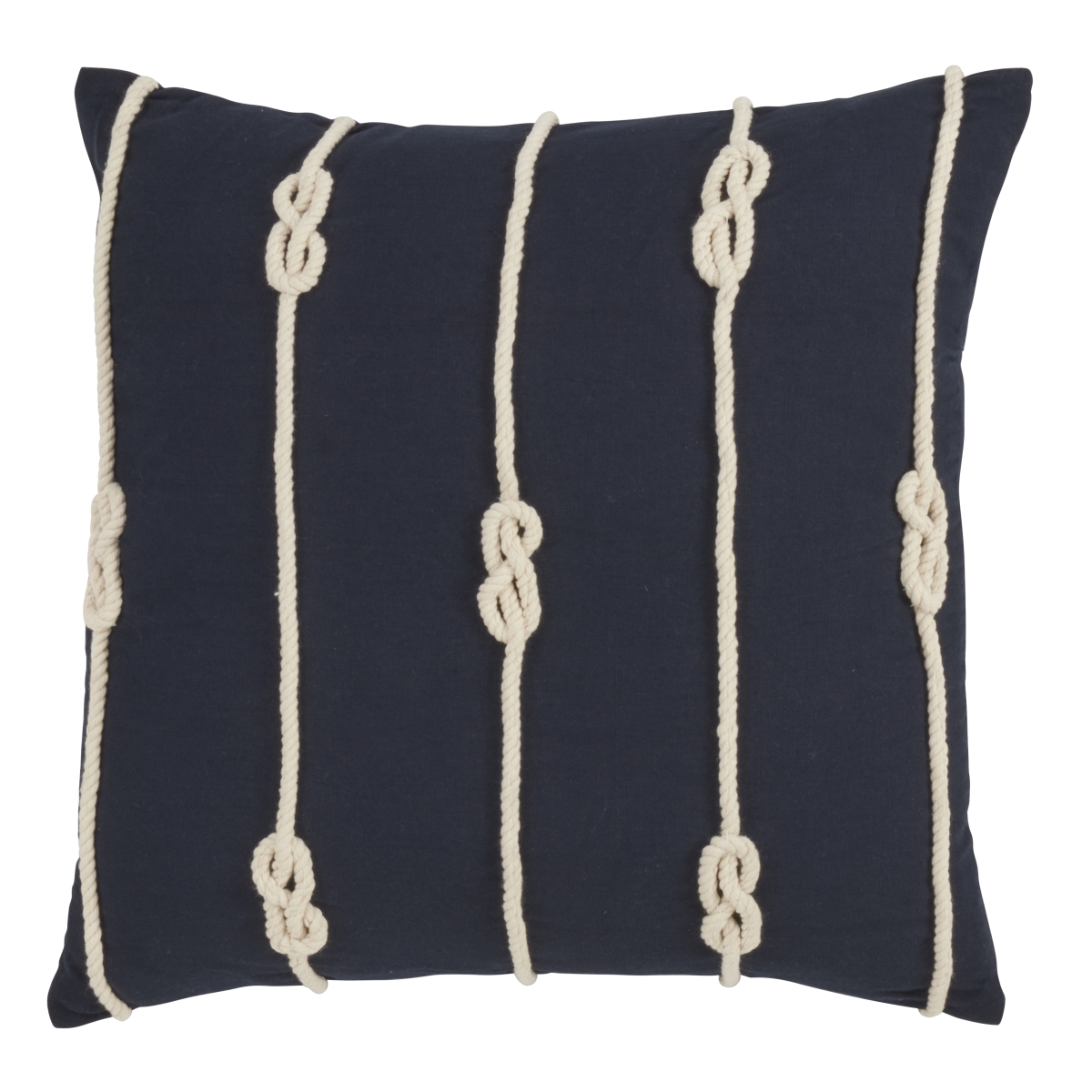 Down Filled Knotted Rope Design Cotton Throw Pillow - Navy Blue