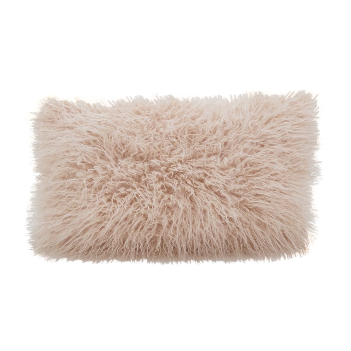 SARO  12 x 20 in. Rectangle Mongolian Faux Fur Throw Pillow - Rose